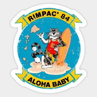 F-14 Tomcat - Aloha Baby - Rimpac'84 - Grunge Style Sticker